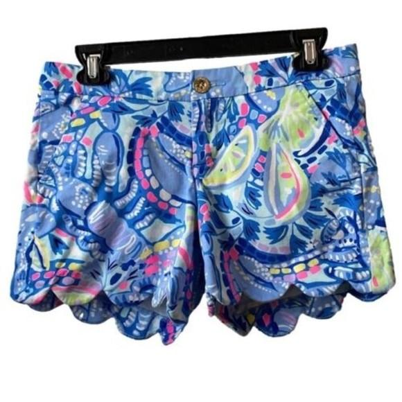 Lilly Pulitzer Women's Multicolor Buttercup Stretch Scalloped Hem Shorts | Sz 0 - Picture 1 of 6
